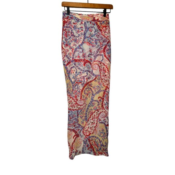 Veronica Beard Kaydence Paisley Silk Midi Skirt Multi  Ruffle Sheer 00 - Picture 10 of 16